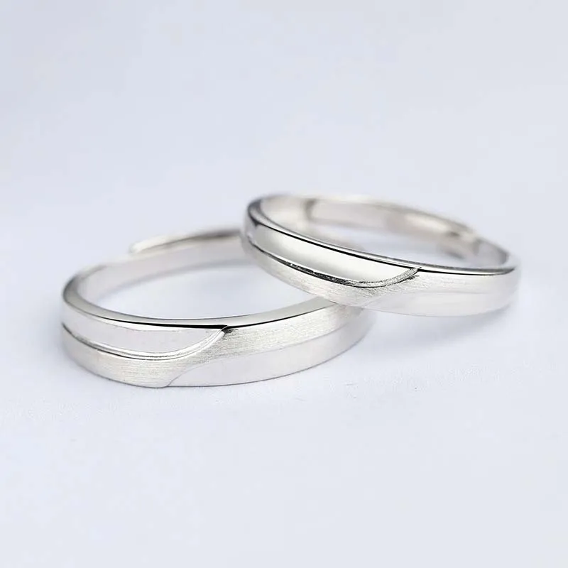 Genuine Real Pure Solid 925 Sterling Silver Couple Rings For Women Man Jewelry Cubic Zircon Female Male Lover Wedding Ring