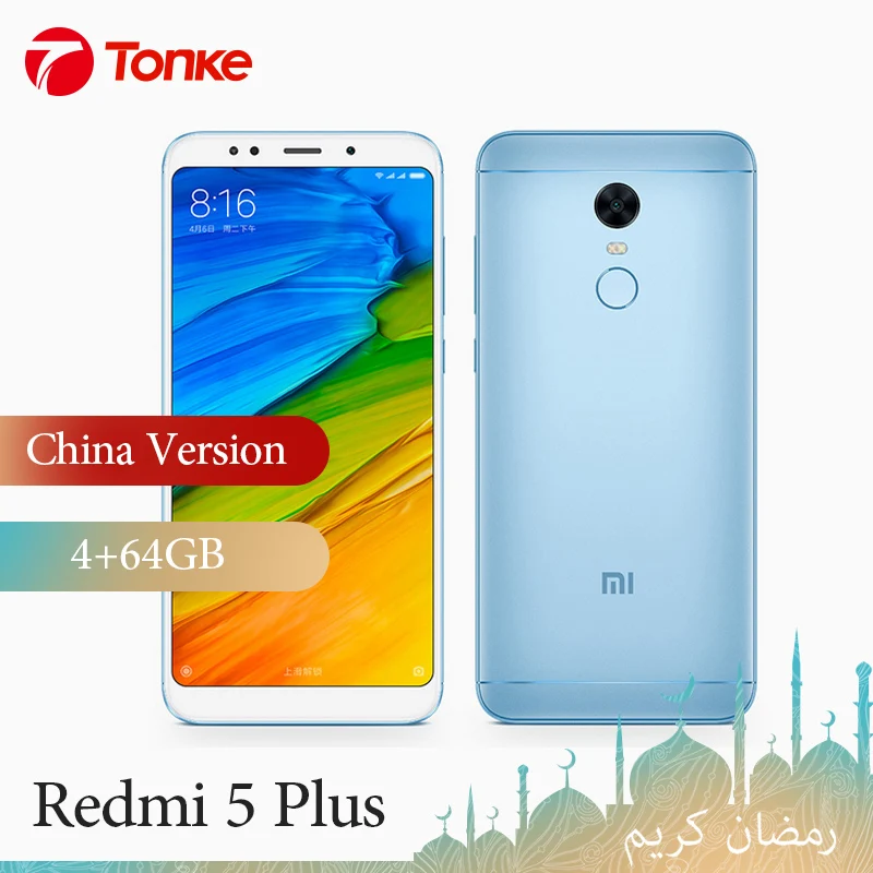 Оригинальный Xiaomi Redmi 5 Plus 4G ram 64 GB rom 4000 mAh Snapdragon 625 Octa Core 99 &quotдюймов 18:9 сканер