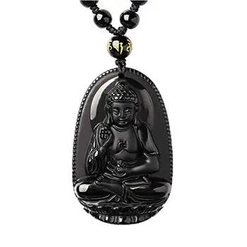 

Natural Obsidian Handmade Buddha Pendant Necklace Jewelry Wholesale