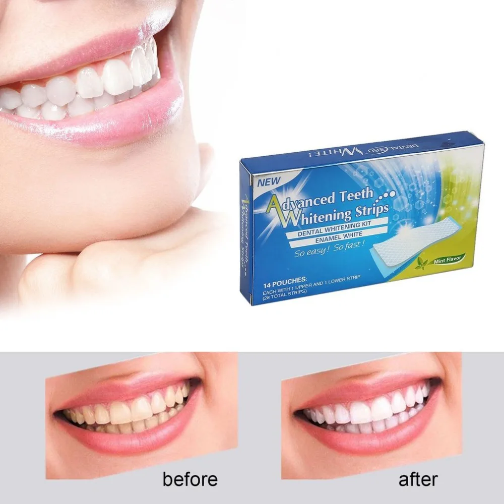 14 пар 3D белый гель отбеливающие полоски для зубов Гигиена полости рта двойные эластичные зубные отбеливающие нити отбеливание зубов отбеливающие инструменты