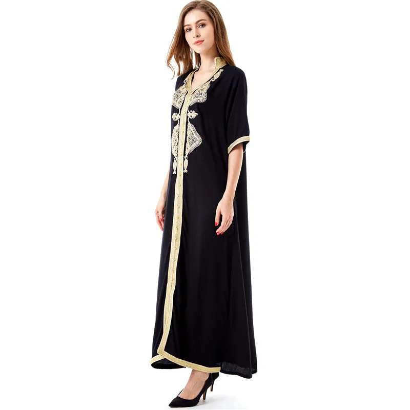 Women's Islamic Maxi Summer Sleeveless Embroidered Cotton Dress