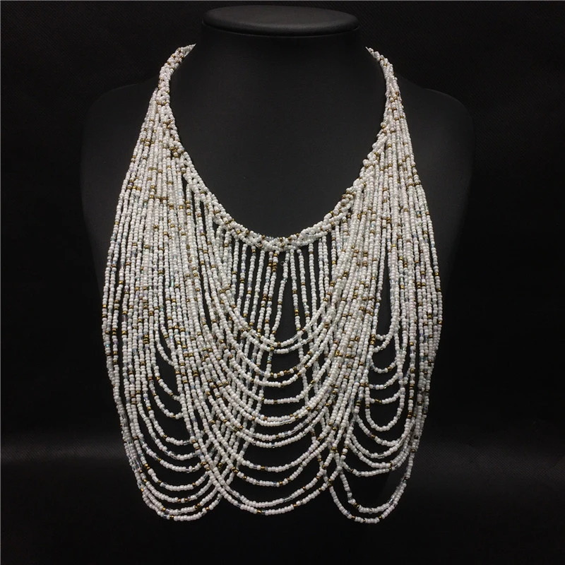 

Bohemia Style Multilayer Beaded Choker Necklace Women Handwoven Fashion Party Jewelry YaoXi