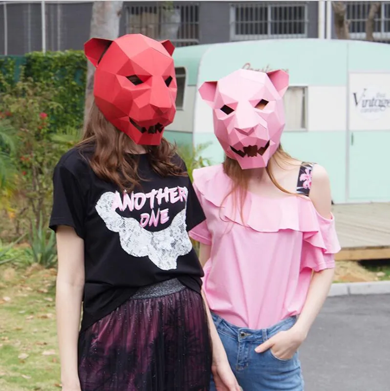 

3D Paper Animal Mask Full Head Molds DIY Creative Handwork Halloween Masks Adult Costume Carnival Cosplay Halloween Party Masks