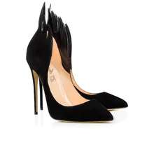 2016 neue Schuhe Frauen Pumpen Veloursleder Spitzschuh Frauen Hoher Absatz Pumpt Schwarze Heels Handgefertigte Schuhe Us-größe 4-15