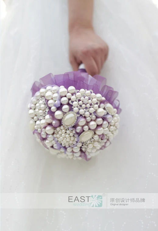 6 дюймов изготовленный на заказ, обшитые фиолетовыми жемчужными Хрустальная брошь с букетом невесты с жемчугом, ювелирные изделия, набор пряжи мини платье подружки невесты букеты
