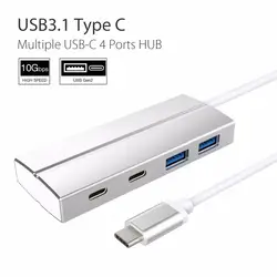 JZYuan USB 3,1 Тип C 4 Порты и разъёмы концентратор с Тип C PD зарядки/USB 3,1 Gen2 SuperSpeed 10 Гбит/с передачи данных конвертер для Macbook DELL