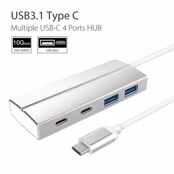 

JZYuan USB 3.1 Type C 4 Port Hub With Type C PD Charging/USB 3.1 Gen2 SuperSpeed 10Gbps Data Transfer Converter For Macbook DELL