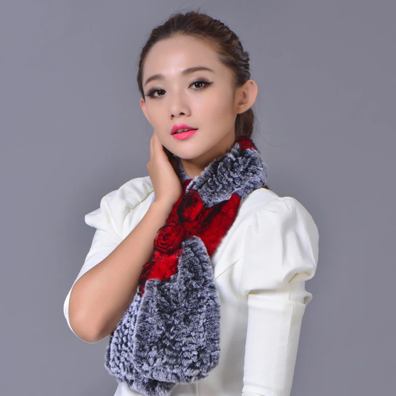 

Veydu 2018 New Version of Sanhua Rex Fur Wool Scarf Knitted Ladies Thick Warm Scarf In Autumn and Winter Fashion Women Scarf