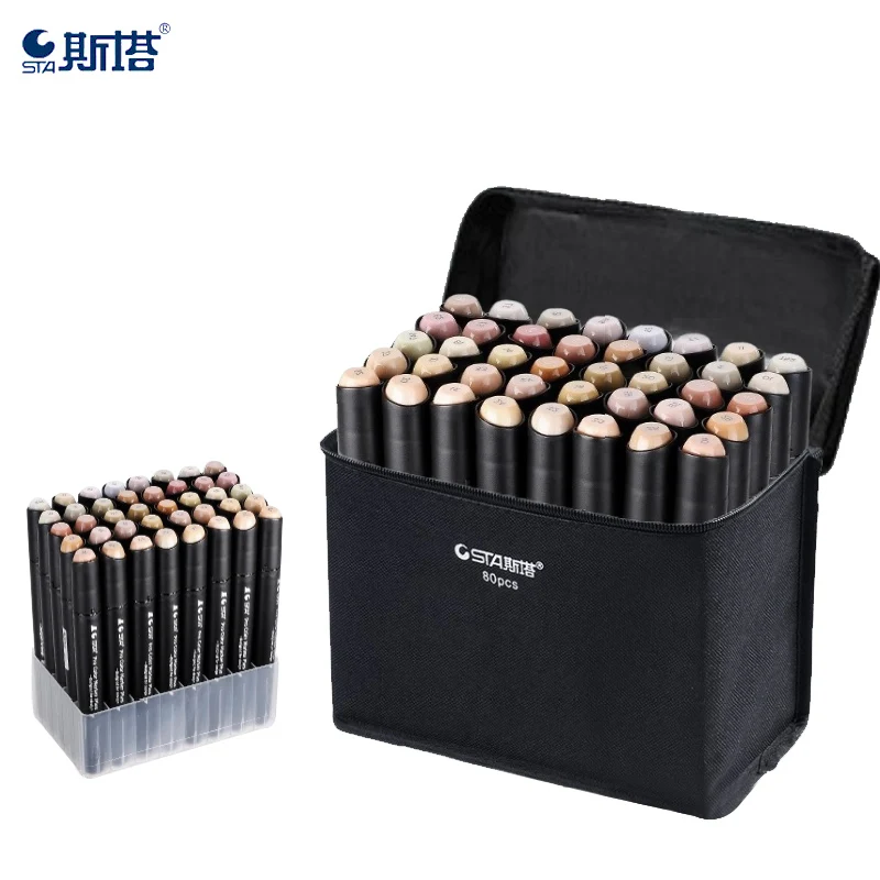 

STA 30/40/60/80 Colors Skin Design Marker Set Sketch Manga Alcohol Based Markers Painting Brush Pen Art Supplies
