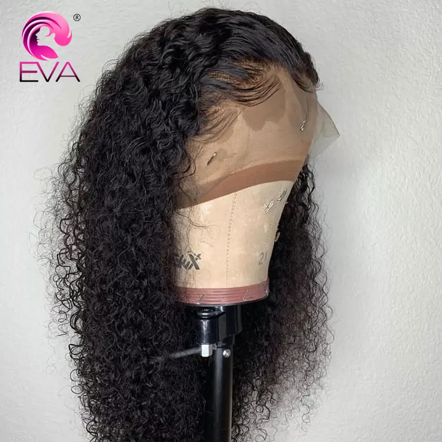 Eva Hair 180% Density 360 Lace Frontal Wig Pre Plucked With Baby Hair Brazilian Remy Human Hair Curly Lace Wigs For Black Women