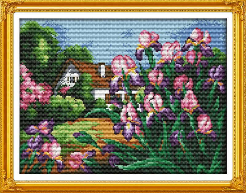 

Tulip home stream Counted Cross Stitch 11CT Printed 14CT Set DIY Chinese Cotton Cross-stitch Kit Embroidery Needlework