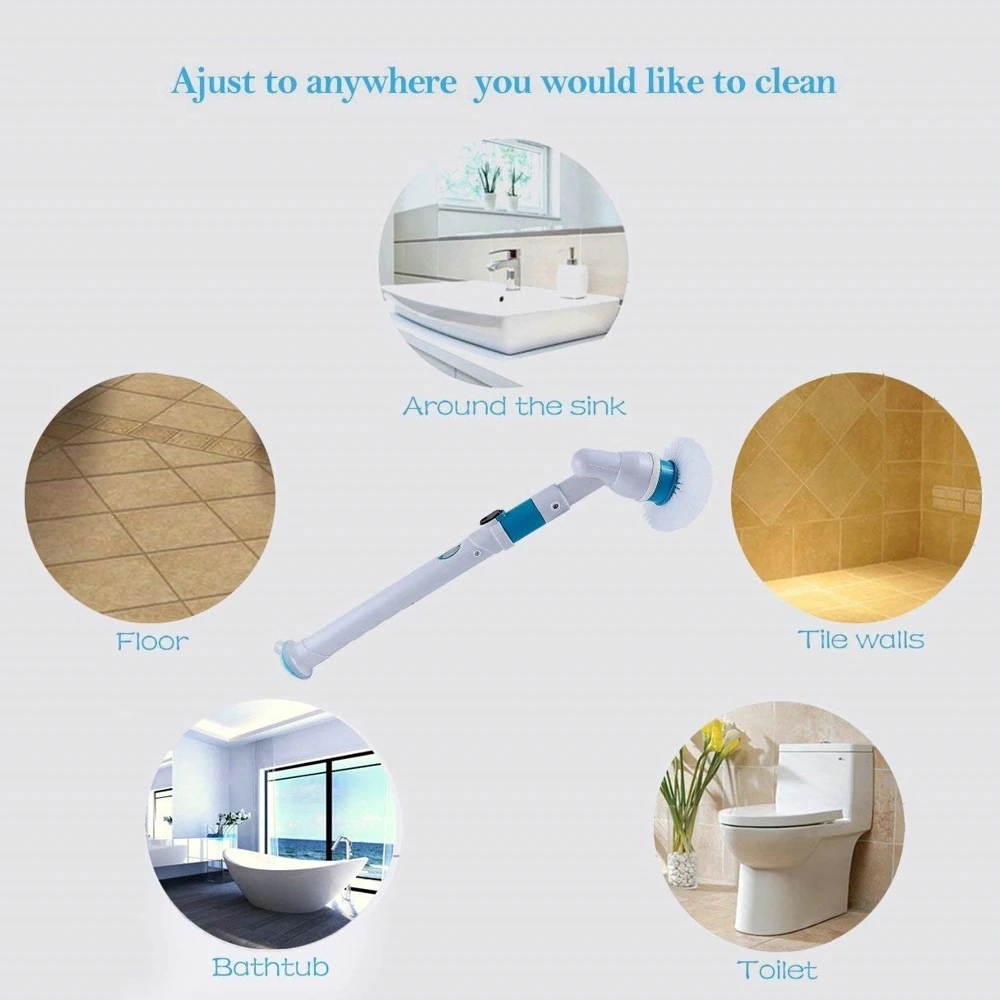 Turbo Scrub Electric Cleaning Brush Adjustable Waterproof Cleaner Wireless Charging Clean Bathroom