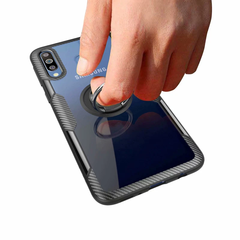 Для samsung Galaxy A70 чехол прозрачный PC+ углеродное волокно полное защитное кольцо для samsung A10 A20 A30 A40 A50 A40s A60 чехол