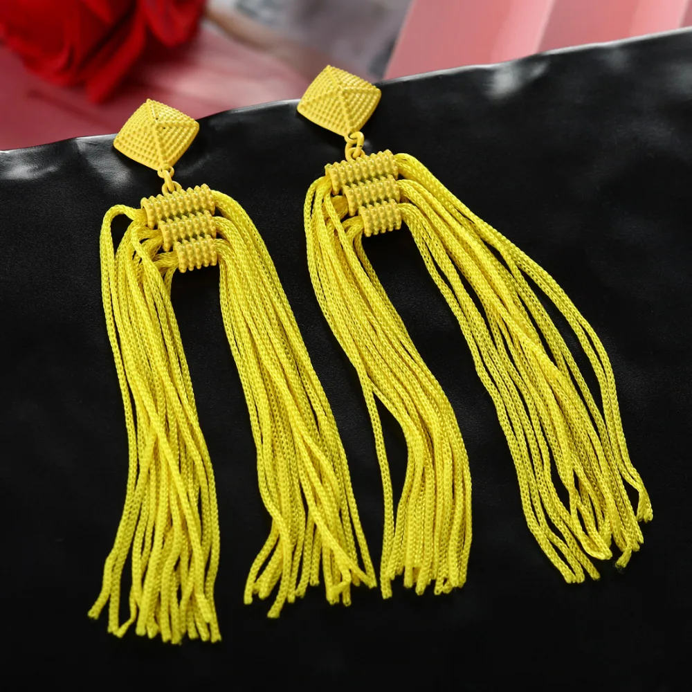 

Bohemian Handmade Tassel Earrings For Women Big Alloy Fringed Long Statement Dangle Drop Earrings Wedding Party Jewelry