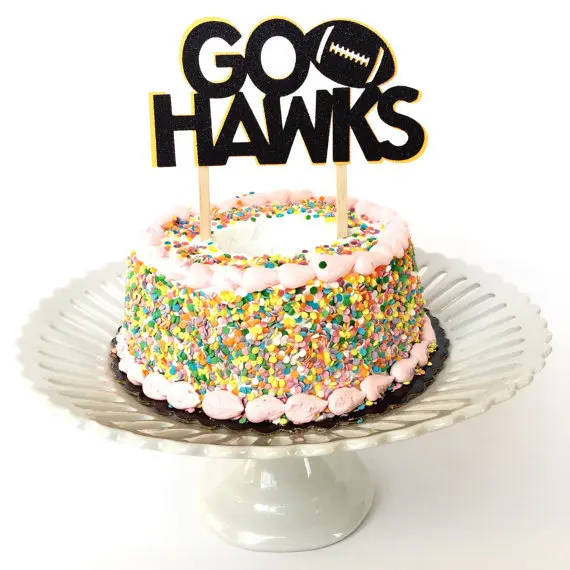 Glitter Go Hawks Football Sports Cake Toppers Decorations