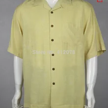 Желтый цвет большой размер шелк короткий рукав Повседневная Праздничная Мужская рубашка США большой размер подходит вес 85-95 кг