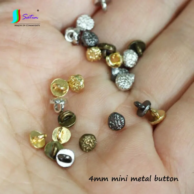 

Wholesale 100pcs Gold,Silvery,Gun Black,Bronze Round Mini 4mm Metal Button,Doll Coat Accessory Metal Mini Round Button S0800L