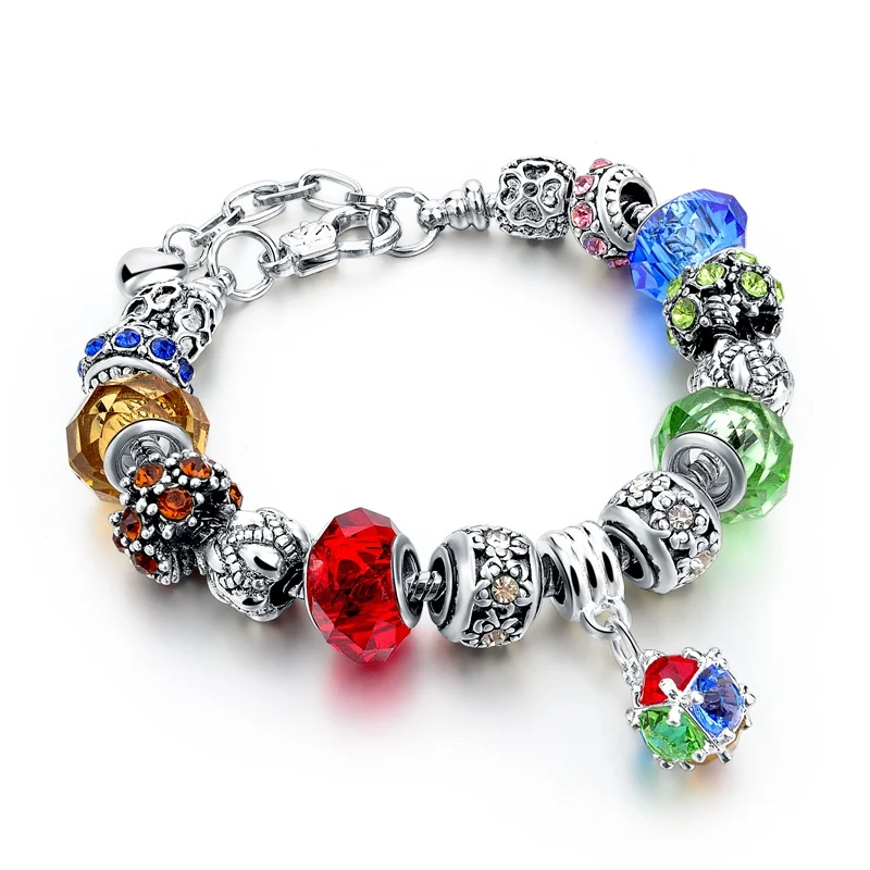 Szelam новые браслеты с бусинами из кристаллов браслеты с серебряным покрытием очаровательные браслеты для женщин браслет дружбы SBR160014 - Окраска металла: Green