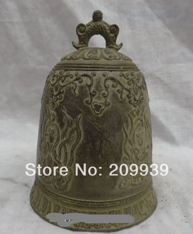 

Hd0714 China Bronze Buddhism Auspicious Old 4 Belle Dragon Head Statue Temple Bell (A0314)
