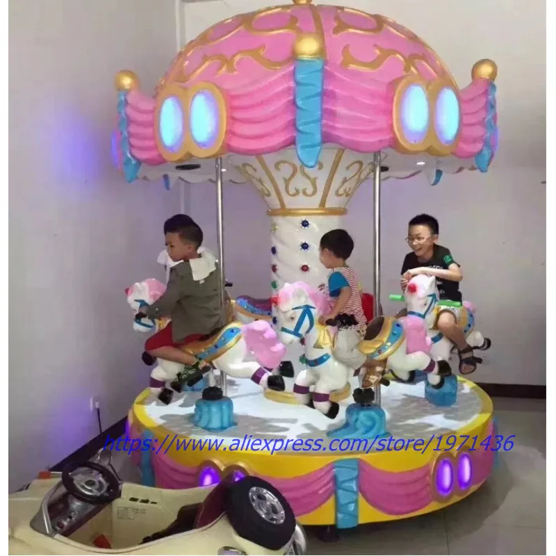 Дворец Стиль 6 игроков Merry Go круглая лошадь карусель вращение игры дети