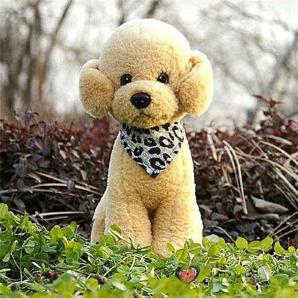 Life like teddy poodle dogs plush toys 30cm - Leopard Triangular Scarf Yellow