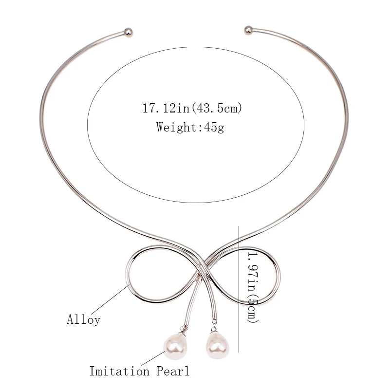 Ожерелье-чокер с искусственным жемчугом для женщин, Трендовое ожерелье с бантом из сплава, массивные подвески, ювелирные изделия UKMOC