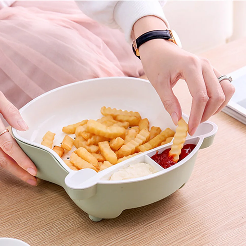 

Creative Lazy Snack Bowl Hippo Shaped Double Layer Fruit Tray Candy Seeds Peel Plastic Phone Bracket Seed Plate Storage Box