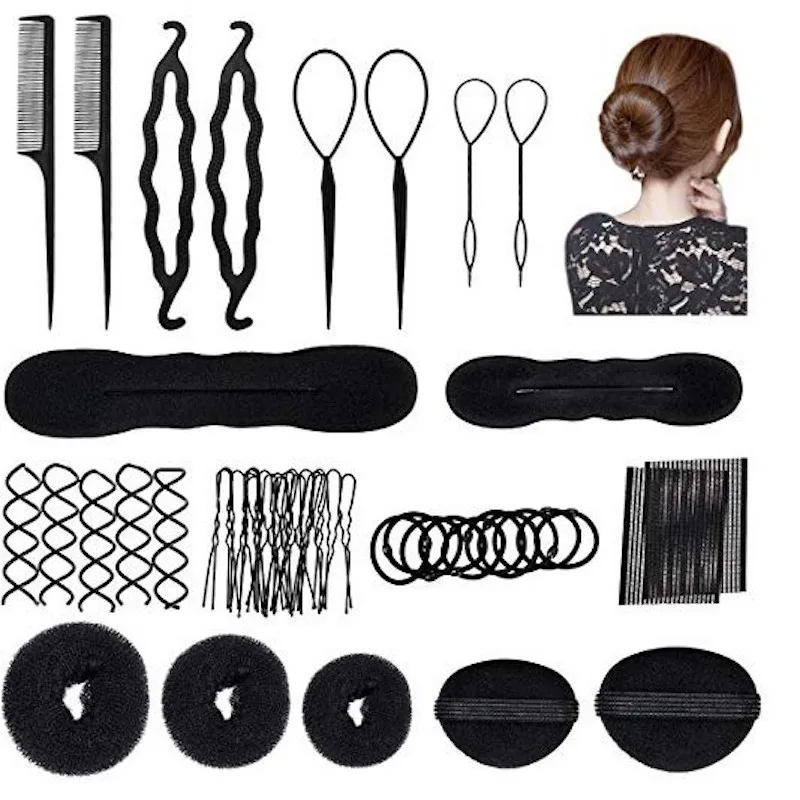 

Hot Sale DIY Hair Twist Bun Making Comb Ponytail Bun Maker Styling Clip Braid Accessories Tools Sets for Women