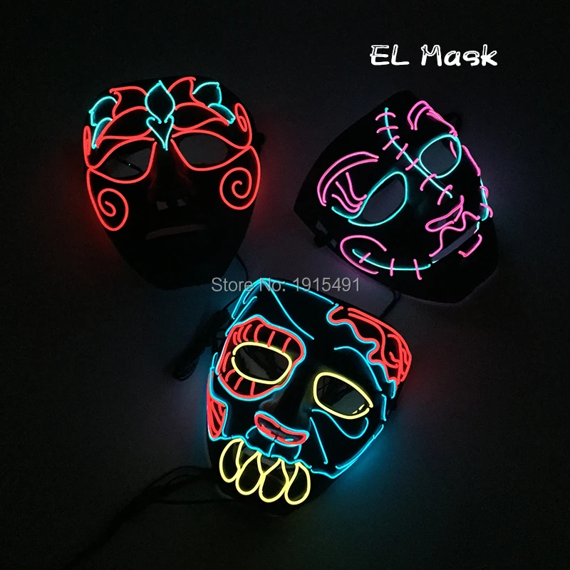 

Newest Cartoon Figure EL Wire Queen Design Mask Birthday Gift Light Up Glowing Flower Fairy Costume Mask Carnival Party Lights