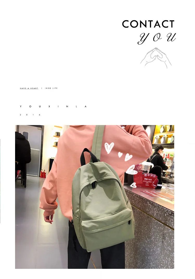HOCODO, однотонный холщовый рюкзак для подростков, женская повседневная школьная сумка большой емкости, Простой Школьный Рюкзак Для Путешествий Mochila