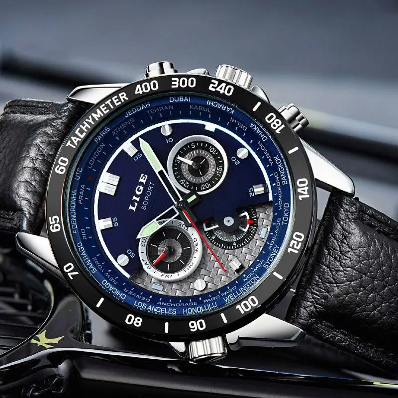Relojes LIGE Mens Watches Brand Luxury Men Military Sport Luminous Wristwatch Male Leather Quartz Watch Clock relogio masculino