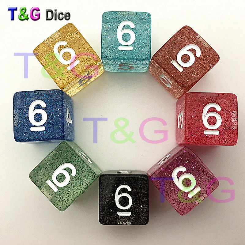 5pcs/set T&G High Quality Multi D6 Dice Set Glitter effect,d&d, 6 side