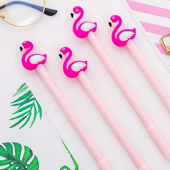 

2pcs/lot Creative Cartoon Pink Flamingo Gel Pen 0.38mm Black Ink Students' Drawing Pen