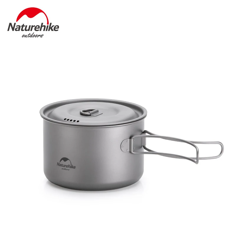 Naturehike al aire libre de titanio olla taza con mango plegable de la luz Ultra-Camping senderismo Picnic vajilla utensilios de cocina 800 ml 1250 ml