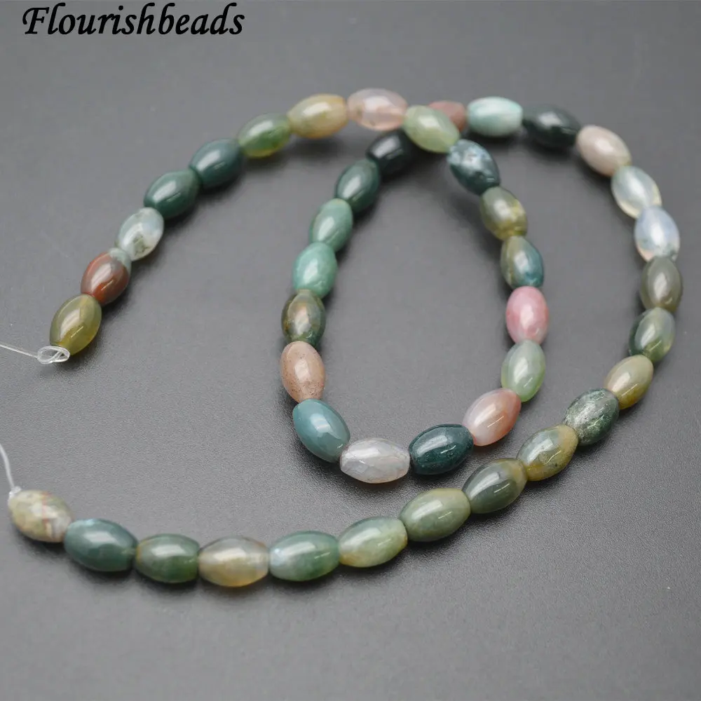 

4x6mm 6x9mm Natural India Agate Rice Tube Barrel shape Stone Loose Beads