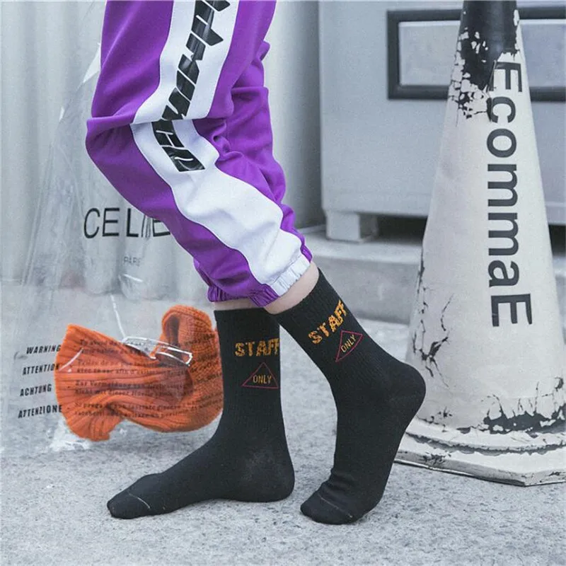 Новинка, мужские и женские носки с буквенным принтом, носки в стиле хип-хоп, Харадзюку, уличные носки для скейтборда, стильные унисекс модные хлопковые носки в стиле хип-хоп