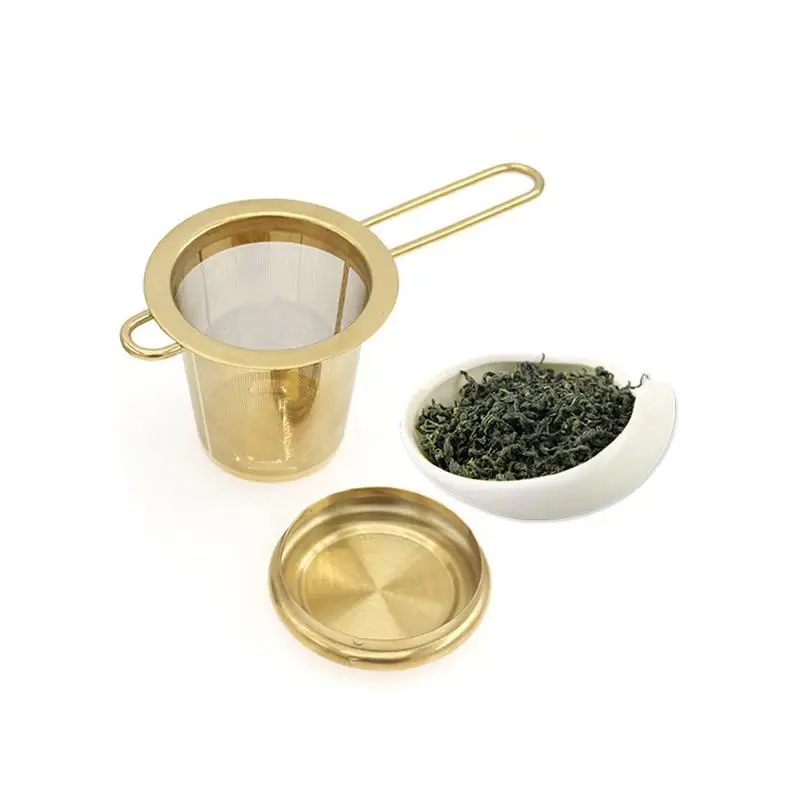 Фильтр для чая из нержавеющей стали складной с крышкой ситечко для чая фильтр для заварки чая
