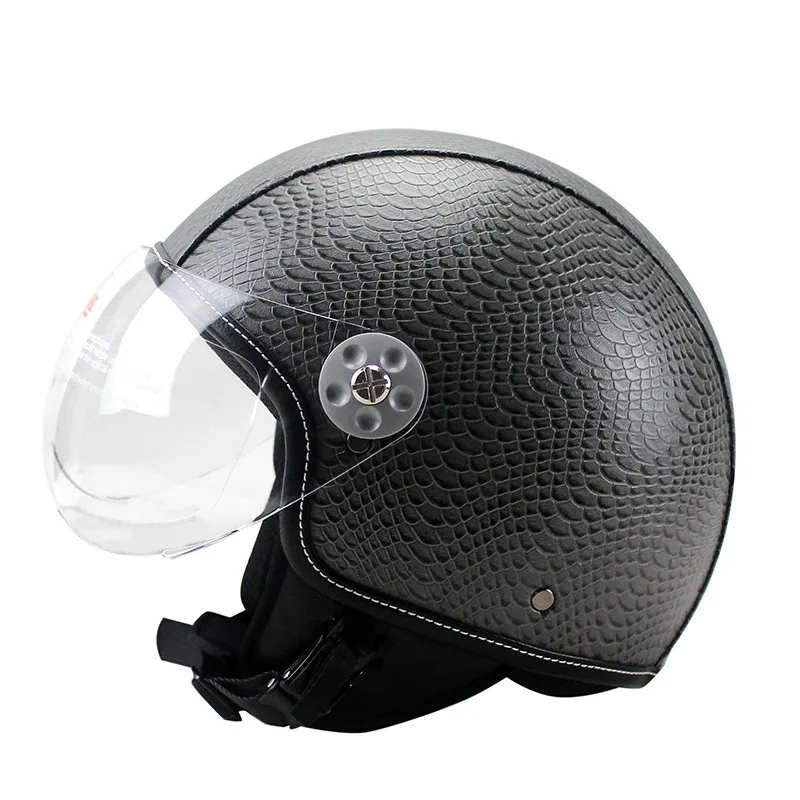 

PU Leather Motorcycle Helmet vintage Half Face harley Chopper Motorcycle Motocross Open Face Cruiser Chopper Scooter DOT