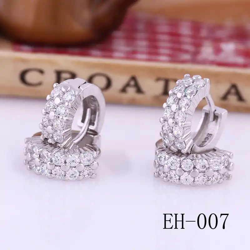 2017 Бесплатная доставка Jewelry Для женщин ювелирных изделий микро серия Han серебряный орнамент с двойной ряд циркон серьги Для женщин уха клип