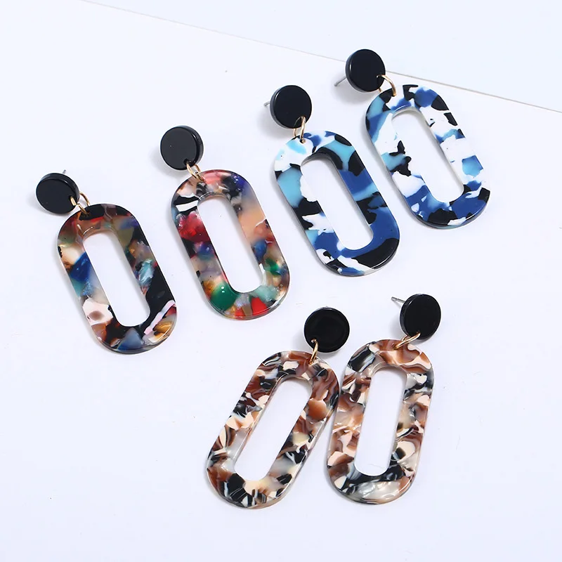 Hot Acrylic 2018 Geometric Statement Long drop Earrings For Women Girls Statement Earring