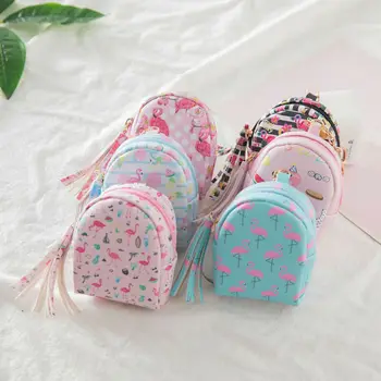 

Women Mini Backpack Flamingo Coin Bag Wallet Hand Pouch Purse Key Chain Keyring