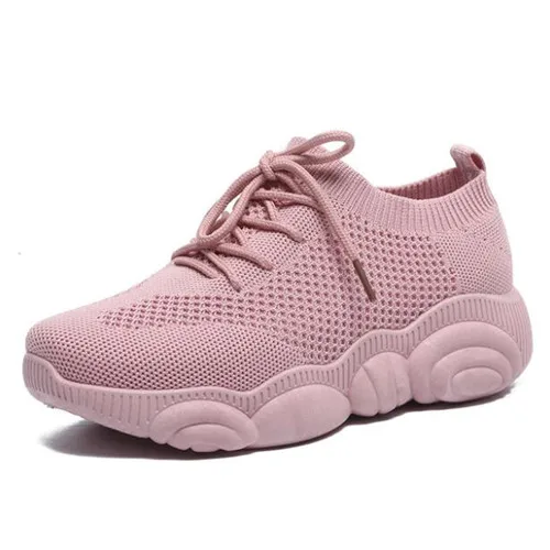 Mhysa/Новинка года; женские кроссовки; Модные дышащие розовые женские туфли с сеткой; удобная женская обувь на плоской подошве; светильник; L234 - Цвет: Розовый