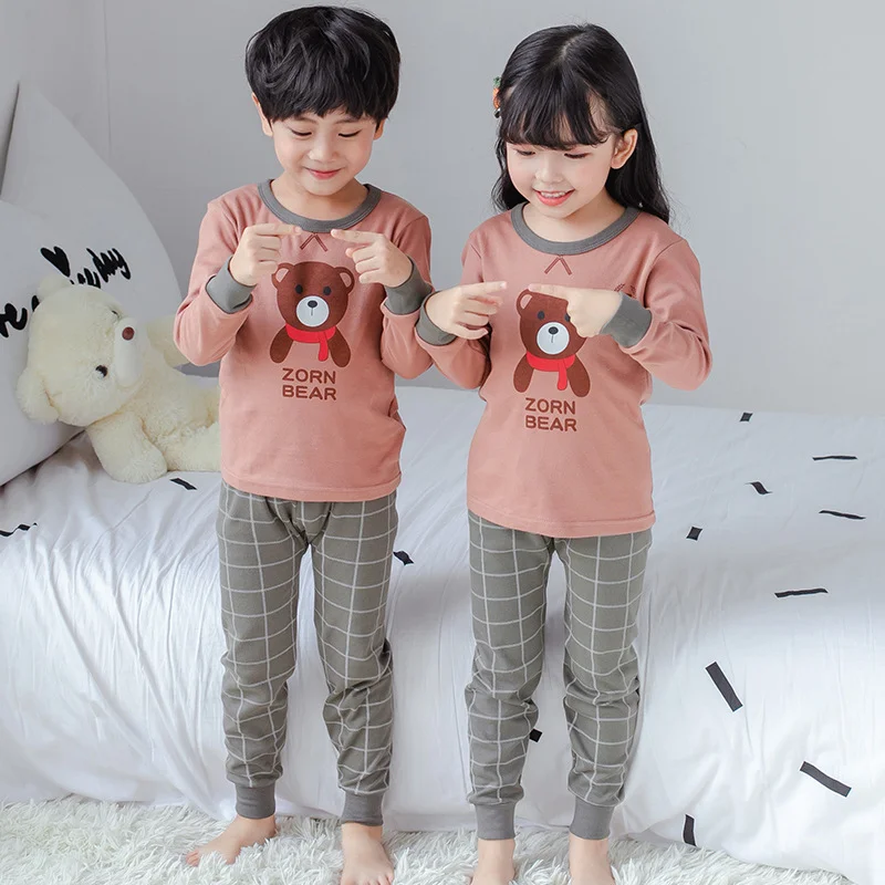 Осенне-зимние детские пижамные комплекты Одежда для маленьких мальчиков и девочек пижамы для девочек, пижамы для маленьких мальчиков и девочек, футболка+ штаны детские пижамы из 2 предметов