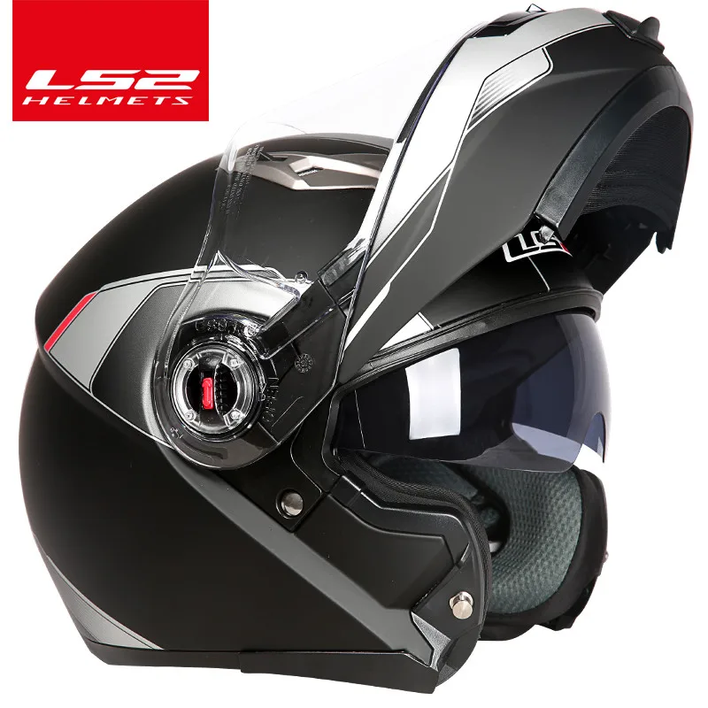 Шлем casco capacete LS2 ff370 flip up stomtrooper road bike moto для moto rcycle с солнцезащитным объективом - Цвет: 3