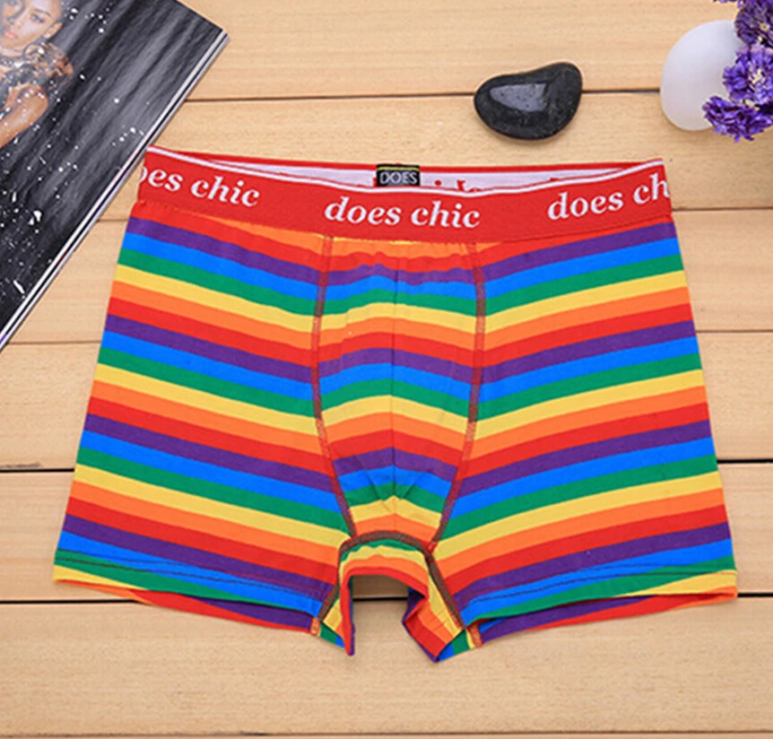 

New Style Underwear Striped Boxer Rainbow Color Stripe Cotton Fashion Brand Men's Boxers Wholesale Manufacturers Sexy Underpants