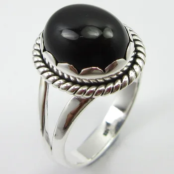 

Fine Real Black Onyx Prong Setting Ring Sz 8.75 Ladies Gem Stone Unique Designed