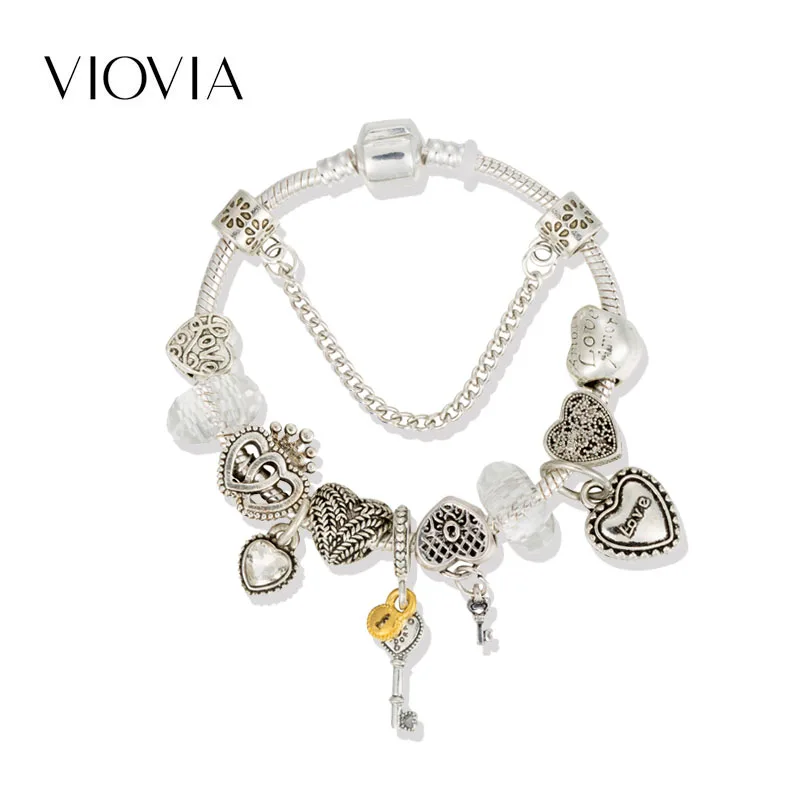 

VIOVIA 2019 Pulseras Mujer Bracelet Bead With Key for Jewelry Making for Women Original Bracelet Accessories for Jewelry B19079
