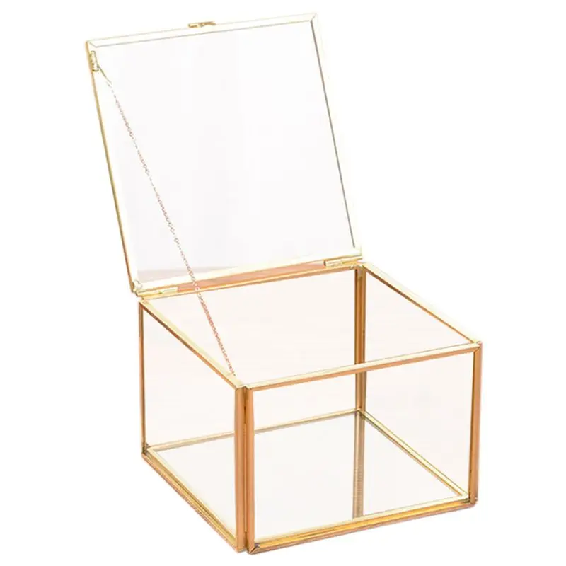 

Vintage Decorative Jewelry Chest Geometric Terrarium Window Box Mirror Jewelry Storage Box Eternal Flower Decoration Box Crafts
