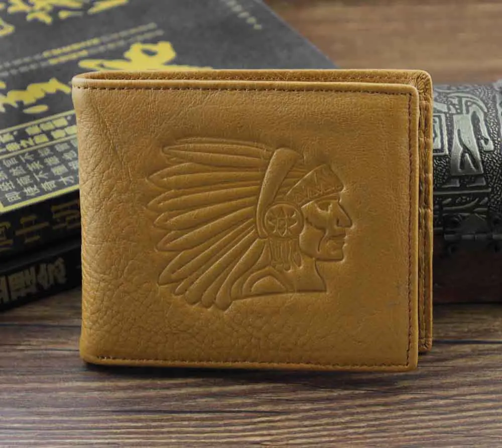 American Indian Mens Genuine Leather Card Hord Money Bifold Wallet Purse LC12-in Wallets from ...