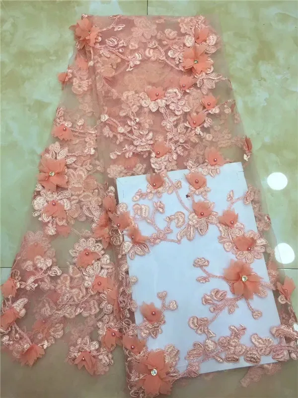 pink Beads French Tulle Lace Fabric High Quality Dubai Embroidery Nigerian Cord fabric fd1210 | Дом и сад